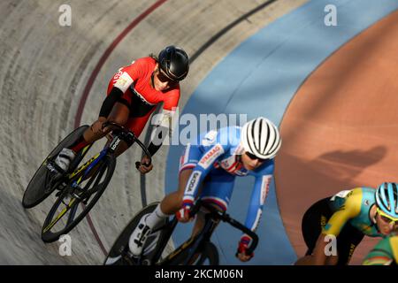 Hapepa ELIWA From Egypt during UCI Junior Track Cycling World Championships, from 1 to 5 September on track Cycling at Cairo International Stadium, under the auspices of His Excellency President Abdel Fattah El-Sisi, President of the Republic at Day 3 on August 3,2021 (Photo by Ayman Aref/NurPhoto) Stock Photo