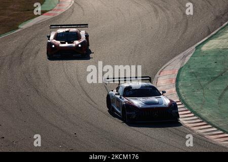 Drivers: Charles Putman, Charles Espenlaub, Joe Foster and Shane Lewis of CP Racing with Mercedes-AMG GT3 during the HANKOOK 24H BARCELONA 2021 Race at Circuit de Catalunya. (Photo by DAX Images/NurPhoto) Stock Photo