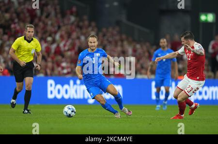 Dan Leon Glazer of Israel during Denmark against Israel, World Cup qualifier at Parken stadium, Copenhagen, Denmark on September 8, 2021. (Photo by Ulrik Pedersen/NurPhoto) Stock Photo