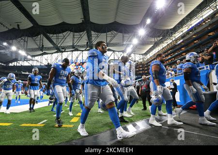 Detroit Lions players return to the locker room after warmups during an NFL football game against the San Francisco 49ers in Detroit, Michigan USA, on Sunday, September 12, 2021. (Photo by Jorge Lemus/NurPhoto) Stock Photo