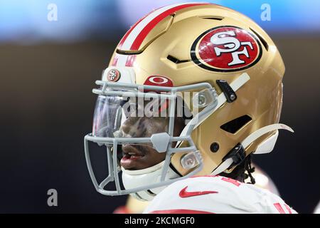 San Francisco 49ers linebacker Azeez Al-Shaair (51) stands on the sideline  during an NFL football game against the Arizona Cardinals, Sunday, Jan.8,  2023, in Santa Clara, Calif. (AP Photo/Scot Tucker Stock Photo 