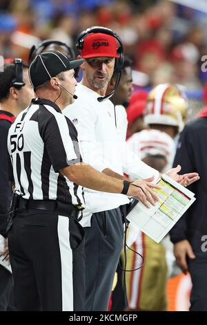 Umpire Carl Paganelli (124) gestures during an NFL football game between  the San Francisco 49ers and the Seattle Seahawks, Sunday, Sept. 18, 2022,  in Santa Clara, Calif. (AP Photo/Scot Tucker Stock Photo - Alamy