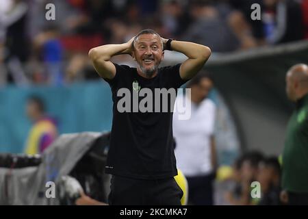 Mihai Stoica reacts in action during the Romania Liga 1 game between FCSB and Dinamo Bucharest, played on Arena Nationala, in Bucharest, on Sunday 12 September 2021. (Photo by Alex Nicodim/NurPhoto) Stock Photo