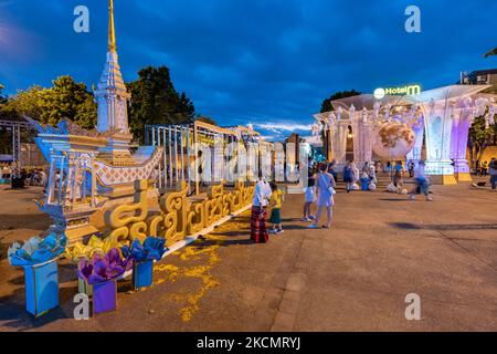 Chiang Mai, Thailand - 4 November 2022 - Beautiful decoration by the city at Tha Pae Gate area for the Yi Peng Festival, or Loy Kratong Festival for C Stock Photo