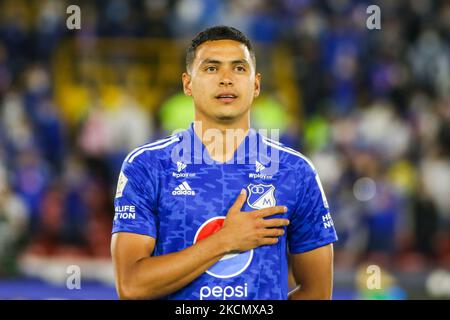 Stiven Vega of Millonarios FC during the match against Atletico Huila played at the Nemesio Camacho El Campin stadium in the city of Bogota., Colombia, on September 18, 2021. (Photo by Daniel Garzon Herazo/NurPhoto) Stock Photo