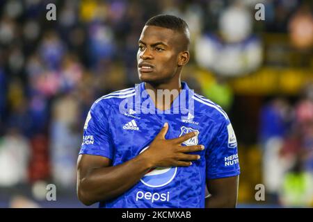 Felipe Roman of Millonarios FC during the match against Atletico Huila played at the Nemesio Camacho El Campin stadium in the city of Bogota., Colombia, on September 18, 2021. (Photo by Daniel Garzon Herazo/NurPhoto) Stock Photo