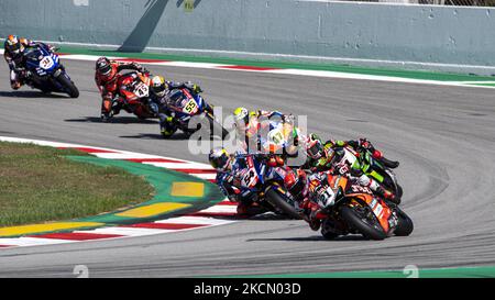 First Lap during the World SuperBike - SBK Hyunday N Catalunya Round FIM Superbike World Championship 2021 - Race2 on September 19, 2021 at the Circuit de Barcelona-Catalunya in Barcelona, Spain (Photo by Otto Moretti/LiveMedia/NurPhoto) Stock Photo