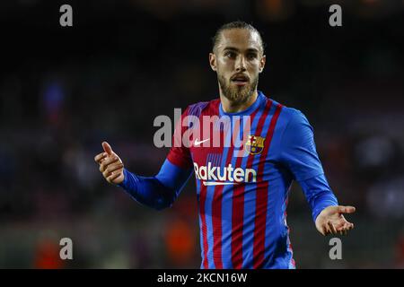 22 Oscar Mingueza of FC Barcelona during the La Liga Santader match between FC Barcelona and Granada CF at Camp Nou Stadium on September 20, 2021 in Barcelona. (Photo by Xavier Bonilla/NurPhoto) Stock Photo