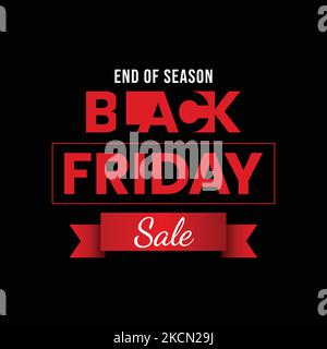 Black Friday Sale Day Abstract graphic resource vector illustration. Negative space concept. Black, red, white Creative banner background. Square Stock Vector