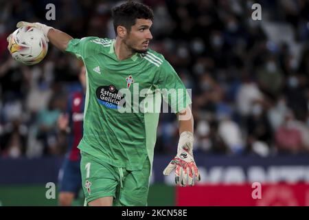 Matias Ezequiel Dituro of RC Celta de Vigo during La liga match between Levante UD and Celta de Vigo at Ciutat de Valencia Stadium on September 21, 2021. (Photo by Jose Miguel Fernandez/NurPhoto) (Photo by Jose Miguel Fernandez/NurPhoto) Stock Photo