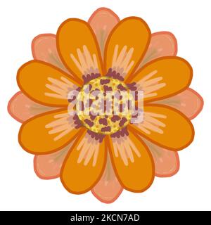 flat Spring flower icons in silhouette isolated on white. Cute retro illustrations in bright colors for stickers, labels, tags, scrapbooking. Stock Photo