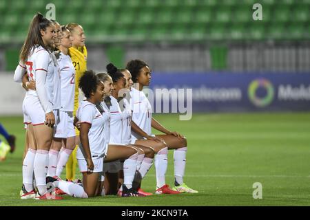 Seraina Friedli, Ella Touon, Sandrine Mauron, Ana-Maria Crnogorcevic, Ramona Bachman, Coumba Sow, Lia Walti, Luana Buhler, Svenja Folmli, Riola Xhemaili, Eseosa Aigbogun during the FIFA Women's World Cup 2023, Qualifying Round game, between Moldova and Switzerland, played on Zimbru Stadium, in Chisinau, Moldova, Tuesday, 21 September 2021. (Photo by Alex Nicodim/NurPhoto) Stock Photo