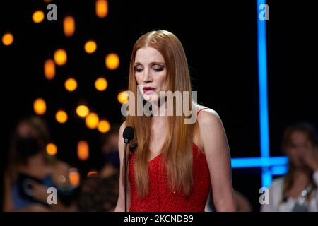 The American actress Jessica Chastain Receives The Silver Concah of the 69th San Sebastian Film Festival in San Sebastian, Spain on September 25, 2021. (Photo by Yurena Paniagua/COOLMedia/NurPhoto) Stock Photo