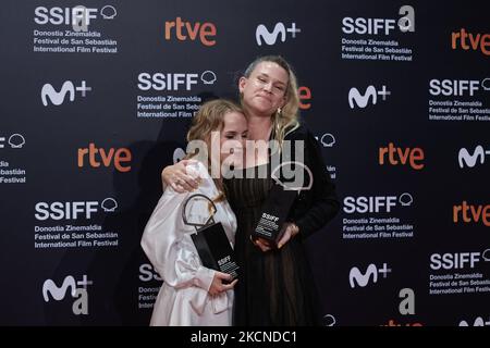 Flora Ofelia Hofmann and Tea Lindeburg hold their Awards at the 69th San Sebastian Film Festival./ Coolmedia. Yurena Paniagua. San Sebastian. Spain (Photo by COOLMedia/NurPhoto) Stock Photo