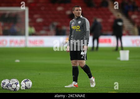 John Fleck of Sheffield United warms up during the Sky Bet Championship match between Middlesbrough and Sheffield United at the Riverside Stadium, Middlesbrough on Tuesday 28th September 2021. (Photo by Mark Fletcher/MI News/NurPhoto) Stock Photo