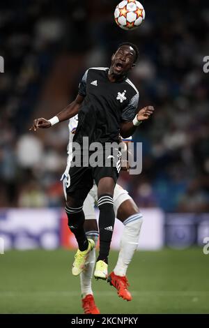 Adama Traore of Sheriff in action during the UEFA Champions League group D match between Real Madrid and FC Sheriff at Estadio Santiago Bernabeu on September 28, 2021 in Madrid, Spain. (Photo by Jose Breton/Pics Action/NurPhoto) Stock Photo