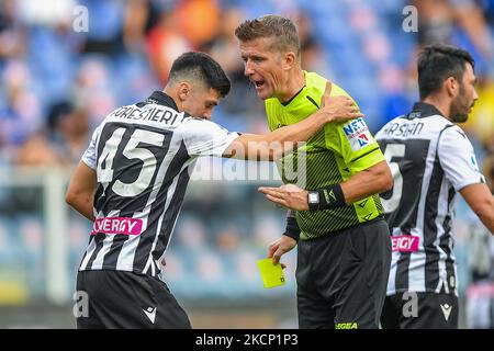 FORESTIERI FERNANDO (Udinese), The Referee of the match Daniele Orsato of Schio during the Italian football Serie A match UC Sampdoria vs Udinese Calcio on October 03, 2021 at the Luigi Ferraris stadium in Genova, Italy (Photo by Danilo Vigo/LiveMedia/NurPhoto) Stock Photo