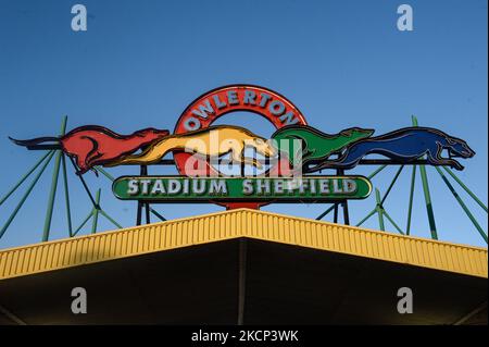 The main entrance to Owlerton Stadium during the SGB Premiership Semi Final Playoff 1st Leg between Sheffield Tigers and Belle Vue Aces at Owlerton Stadium, Sheffield on Monday 4th October 2021. (Photo by Ian Charles/MI News/NurPhoto) Stock Photo