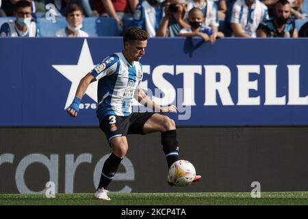 Adria Pedrosa of Espanyol controls the ball during the La Liga Santander match between RCD Espanyol and Real Madrid CF at RCDE Stadium on October 3, 2021 in Barcelona, Spain. (Photo by Jose Breton/Pics Action/NurPhoto) Stock Photo