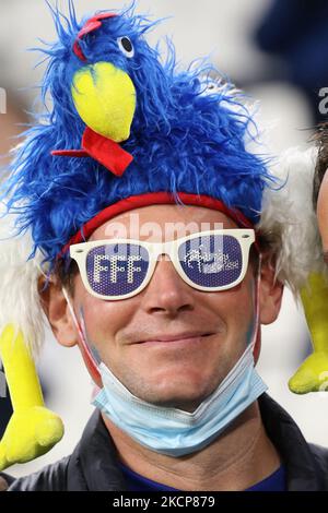 Fan of France during the football UEFA Nations League match Semifinals - Belgium vs France on October 07, 2021 at the Allianz Stadium in Turin, Italy (Photo by Claudio Benedetto/LiveMedia/NurPhoto) Stock Photo