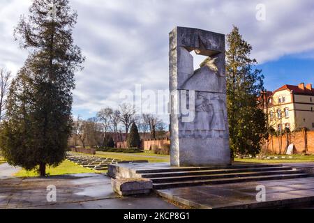 Cemetery and memorial monument for Soviet army soldiers, Zary, Poland Stock Photo