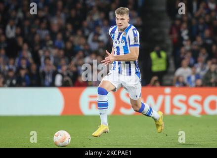 Alexander Sorloth of Real Sociedad during the UEFA Europa League, Group E football match between Real Sociedad and Manchester United on November 3, 2022 at Reale Arena in San Sebastian, Spain - Photo Laurent Lairys / DPPI Stock Photo