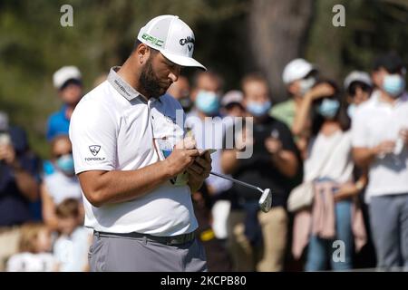 Jon Rahm of Spain plays during the Acciona Open Espana of Golf, Spain Open, at Club de Campo Villa de Madridon October 09, 2021, in Madrid, Spain. (Photo by Oscar Gonzalez/NurPhoto) Stock Photo