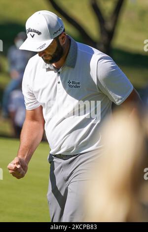 Jon Rahm of Spain plays during the Acciona Open Espana of Golf, Spain Open, at Club de Campo Villa de Madridon October 09, 2021, in Madrid, Spain. (Photo by Oscar Gonzalez/NurPhoto) Stock Photo