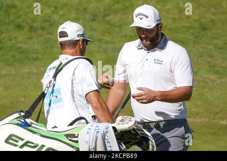 Jon Rahm of Spain plays during the Acciona Open Espana of Golf, Spain Open, at Club de Campo Villa de Madridon October 09, 2021, in Madrid, Spain. (Photo by Oscar Gonzalez/NurPhoto) Stock Photo