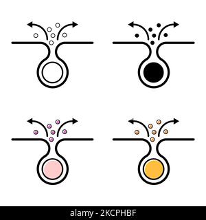 Set of Cleaning pore icon, blackhead dermatology skin problem, acne skincare problem symbol vector illustration . Stock Vector
