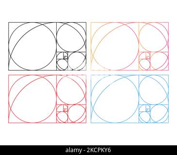 Set of Golden ratio minimalistic icon. Geometric shapes flat proportion vector illustration . Stock Vector