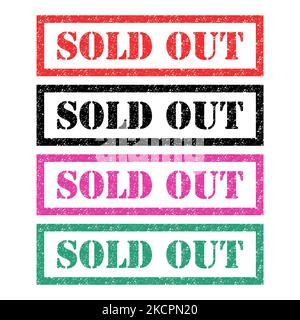Set of Sold out stamp symbol, label sticker sign button, text banner vector illustration . Stock Vector