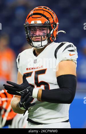 Cincinnati Bengals linebacker Logan Wilson (55) in coverage during an NFL  football game against the New