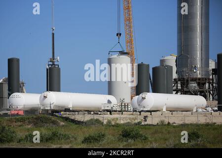 The Starship tank farm on October 19th, 2021 in Boca Chica, Texas. (Photo by Reginald Mathalone/NurPhoto) Stock Photo