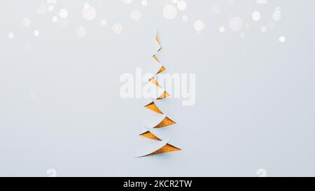 Paper cut Christmas tree with bokeh lights Stock Photo