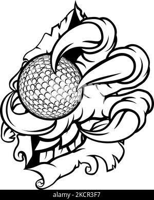 Tearing Ripping Claw Talons Holding Golf Ball Stock Vector