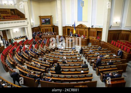 The session of Ukrainian Parliament in Kyiv, Ukraine, October 22, 2021. (Photo by Sergii Kharchenko/NurPhoto) Stock Photo