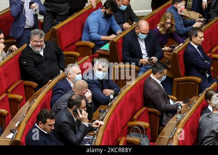 The session of Ukrainian Parliament in Kyiv, Ukraine, October 22, 2021. (Photo by Sergii Kharchenko/NurPhoto) Stock Photo