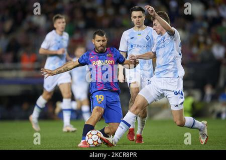 Sergio Aguero of Barcelona in action during the UEFA Champions League group E match between FC Barcelona and Dinamo Kiev at Camp Nou on October 20, 2021 in Barcelona, Spain. (Photo by Jose Breton/Pics Action/NurPhoto) Stock Photo