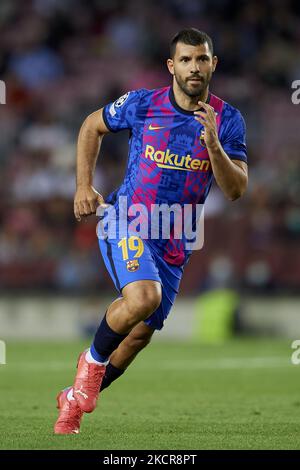 Sergio Aguero of Barcelona during the UEFA Champions League group E match between FC Barcelona and Dinamo Kiev at Camp Nou on October 20, 2021 in Barcelona, Spain. (Photo by Jose Breton/Pics Action/NurPhoto) Stock Photo