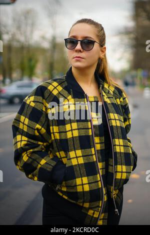 Street Style Mercedes Benz - Fashion Week Russia Spring/Summer 2022 - Day 2 23 October 2021, Moscow, Russia. (Photo by Nataliya Petrova/NurPhoto) Stock Photo