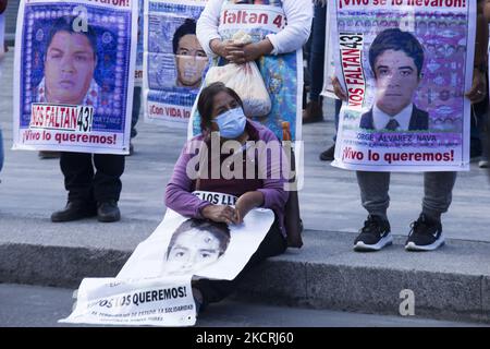 People and relatives of the 43 students from the Rural School of Teachers of Ayotzinapa, who disappeared in 2014, held a protest demanding justice and clarification of this crime that occurred in the city of Iguala, Guerrero, Mexico City, Mexico, on October 26, 2021. (Photo by Cristian Leyva/NurPhoto) Stock Photo