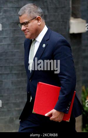 President of the 26th United Nations Climate Change Conference (COP26) Alok Sharma, Conservative Party MP for Reading West, arrives for a cabinet meeting at 10 Downing Street in London, England, on October 27, 2021. British Chancellor of the Exchequer Rishi Sunak today presents his Budget for the year ahead to MPs in the House of Commons. (Photo by David Cliff/NurPhoto) Stock Photo