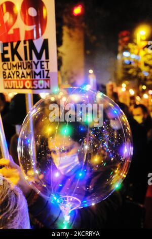 Celebrations of the 98th anniversary of the proclamation of the Republic in Istanbul, Turkey on October 29, 2021. (Photo by Umit Turhan Coskun/NurPhoto) Stock Photo