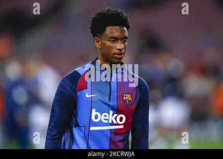 31 Alex Balde of FC Barcelona during the La Liga Santader match between FC Barcelona and Deportivo Alaves at Camp Nou Stadium on October 30, 2021 in Barcelona. (Photo by Xavier Bonilla/NurPhoto) Stock Photo