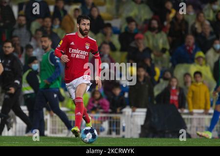 Rafa Silva midfielder of SL Benfica in action during the Liga Bwin match between Estoril de Praia and SL Benfica at Estadio Antonio Coimbra da Mota on October 30, 2021 in Estoril, Portugal. (Photo by Valter Gouveia/NurPhoto) Stock Photo