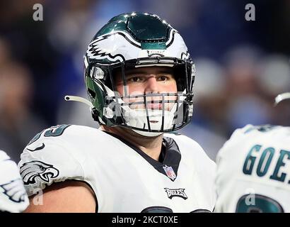 Philadelphia Eagles guard Landon Dickerson (69) walks off the field after  an NFL football game against the New York Giants, Sunday, Nov. 28, 2021, in  East Rutherford, N.J. (AP Photo/Adam Hunger Stock