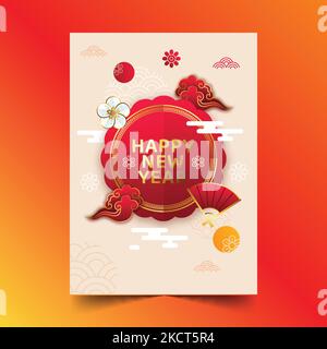 flat chinese new year vertical poster template vector design illustration Stock Vector