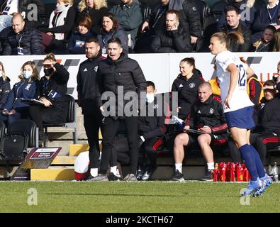 Marc Skinner manager of Manchester United Women during Barclays FA Women's Super League between Tottenham Hotspur and Manchester United at The Hive, Barnet , UK on 07th November 2021 (Photo by Action Foto Sport/NurPhoto) Stock Photo