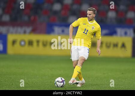 Nicusor Bancu in action during the FIFA World Cup Qatar 2022 qualification Group J football match Romania v Iceland, in Bucharest on November 11, 2021. (Photo by Alex Nicodim/NurPhoto) Stock Photo